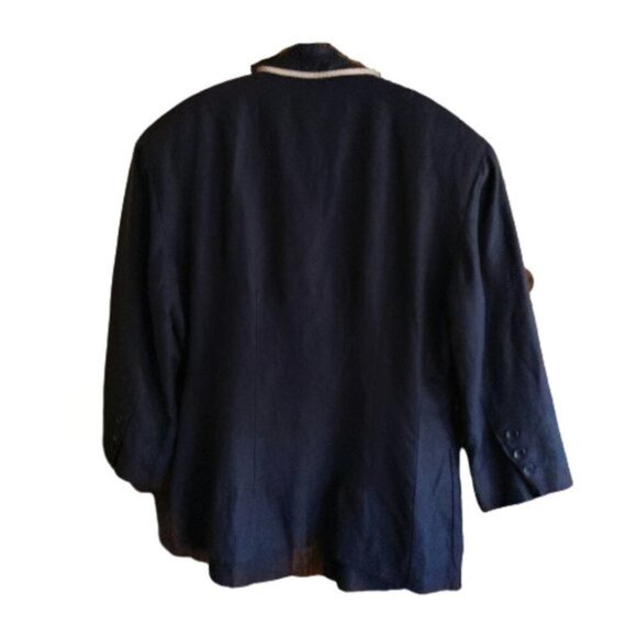 Vintage 90s navy blue chic Italian Byblos embroidered blazer jacket - Picture 2 of 11